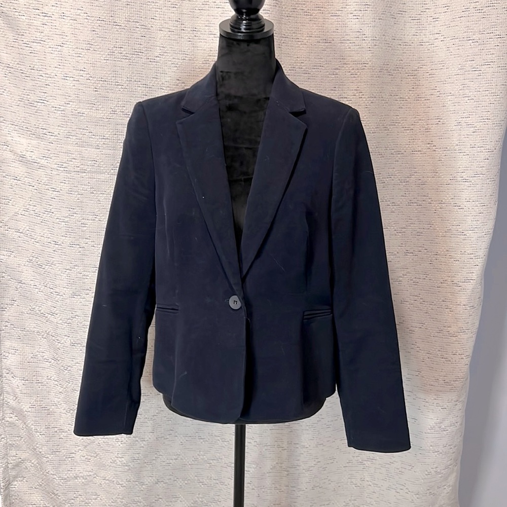 Mango Navy Suede Lined Blazer
